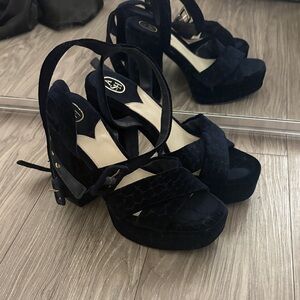 Ash Black/Navy Platform Sandals